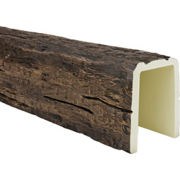 Ekena Millwork - BMSTS3 - Heritage Timber Salvaged Timber Faux Wood Beam, 3-Sided (U-Beam)