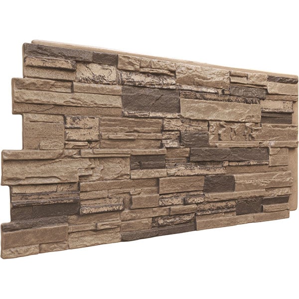 Ekena Millwork 48 5/8"W x 24 3/4"H x 1 1/4"D Cascade Stacked Stone, StoneWall Faux Stone Siding Panel