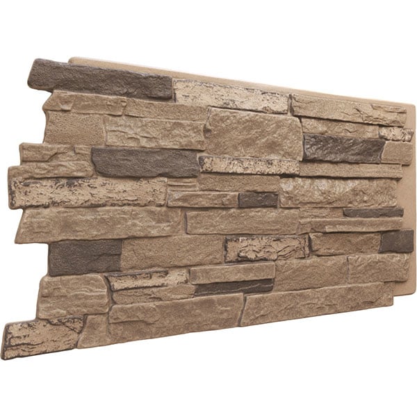 Ekena Millwork 49"W x 25 1/2"H x 1 1/4"D Acadia Ledge Stacked Stone, StoneWall Faux Stone Siding Panel