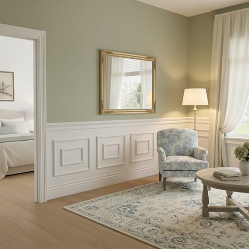 94 1/2"L (Adjustable 32"H to 36"H) Ashford Square Double Panel Traditional Wainscot Paneling Kit