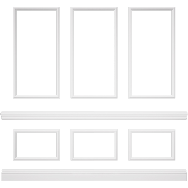 Ekena Millwork Deluxe Shaker PVC Wainscoting Kit - 8ft Length, 32" Height, 20 Adjustable Panels (White)