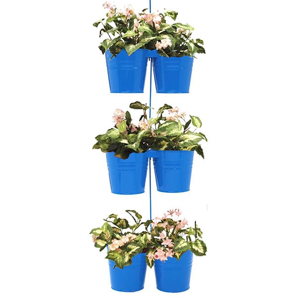 Houston International Trading HI8433E-S/3-P 6-Inch W x 12-Inch D x 6-Inch H  Enameled Galvanized Steel Double Hanging Planter, Three-Count S/3
