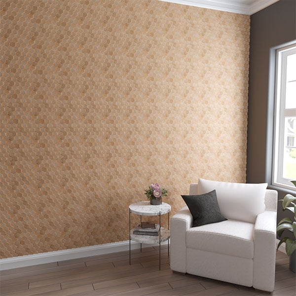 TideCraft Small Honeycomb Wood Mosaic Wall Tile