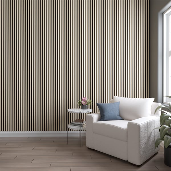 AcoustixPro Noise Cancelling Half Round Small Slat Wall Panel 11 3/4"W x 94 1/2"H