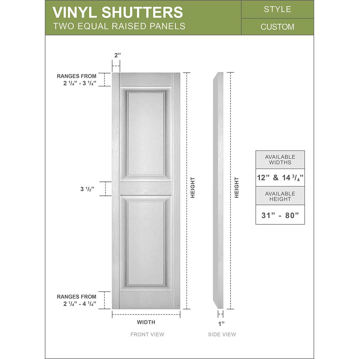 Mid America Raised Panel Vinyl Shutters (1 Pair) - Produktbild 5