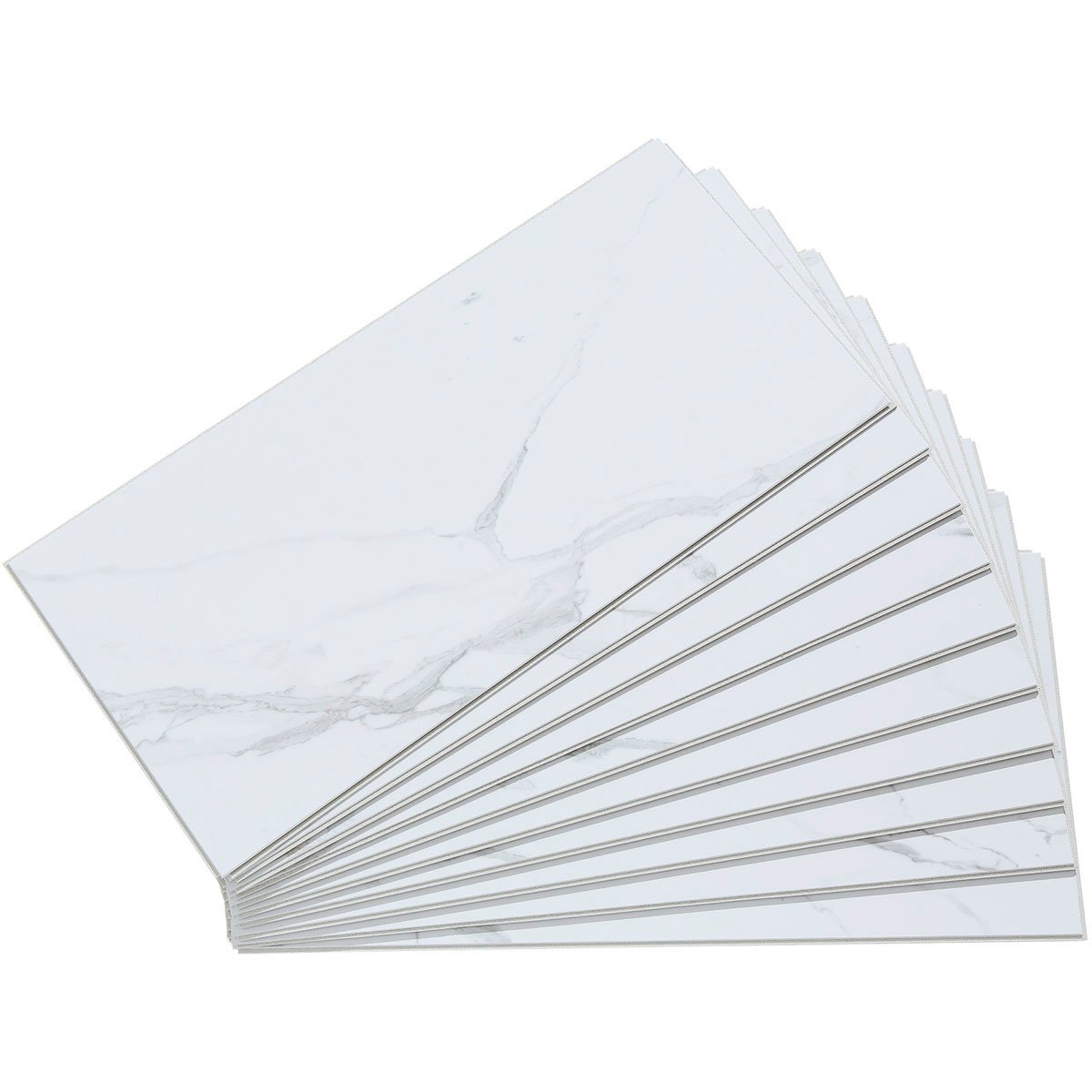 Palisade 23.2L x 11.1W Vinyl Wall Tile, Carrara Marble, 10 Pack