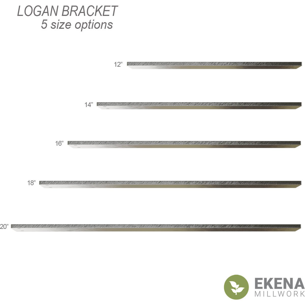 Stainless Steel Ekena Millwork BKTM03X20LOSS  3-Inch W x 20-Inch D Logan Hidden Support Bracket with 16-Inch Support Depth