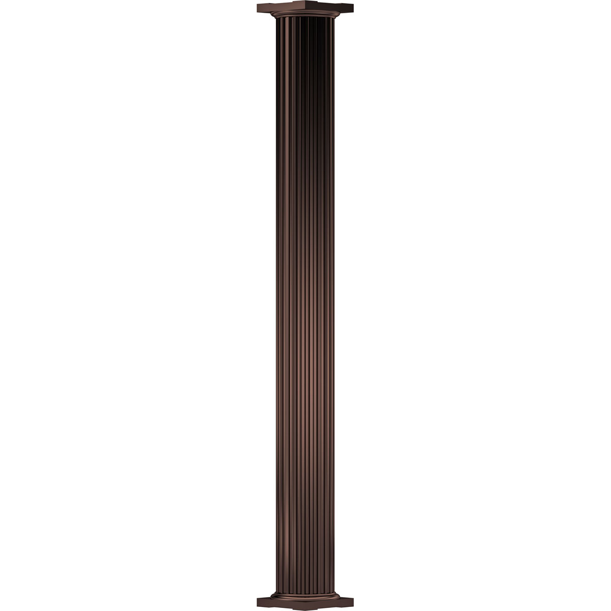 8-Inch x 16' Endura-Aluminum Column, Round Shaft (For Post Wrap  Installation), Non-Tapered, Fluted, Textured Bronze Finish w/ Capital & Base