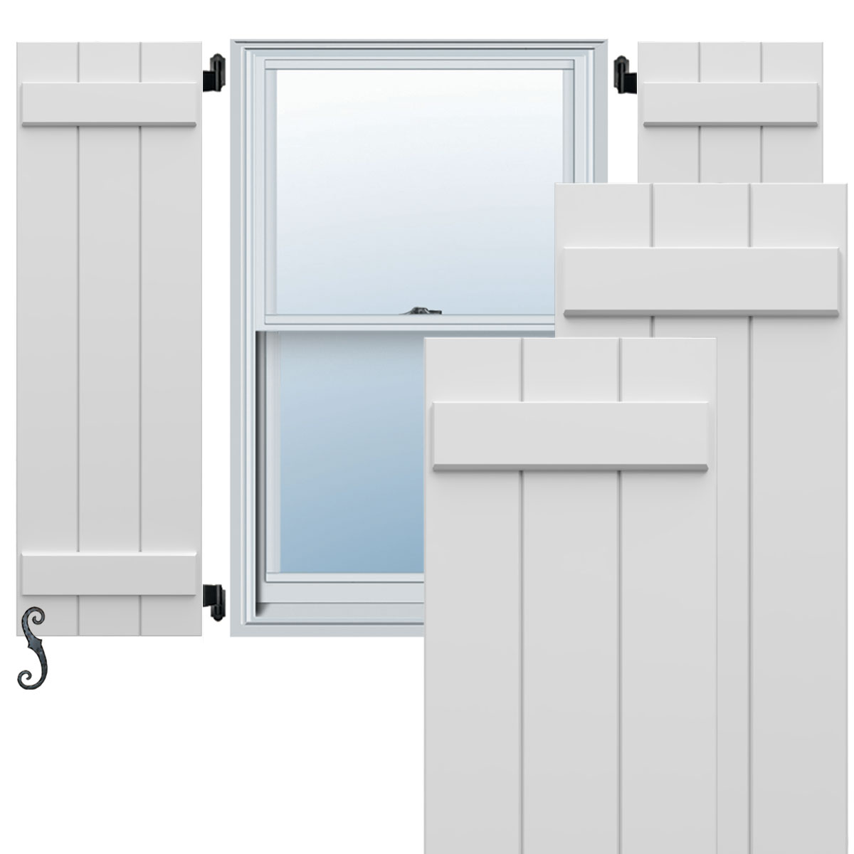 Ekena Millwork Vinyl Board & Batten Shutters - 14x47 Inch Lifetime Exterior Shutters White